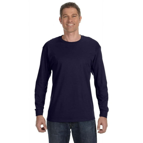 The Gildan Adult 53 oz Long Sleeve T-Shirt - NAVY - L