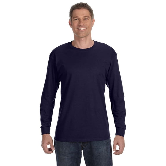 The Gildan Adult 53 oz Long Sleeve T-Shirt - NAVY - S
