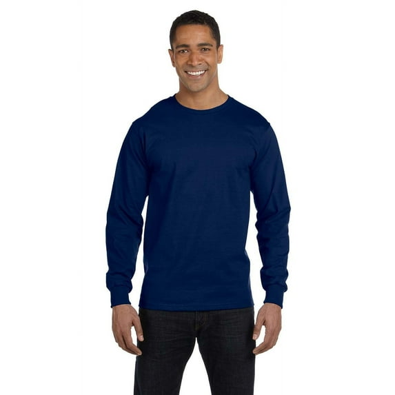 The Gildan Adult DryBlend 56 oz, 50/50 Long Sleeve T-Shirt - NAVY - L