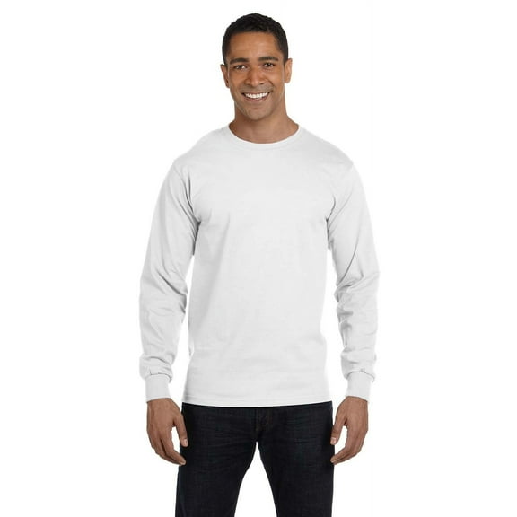 The Gildan Adult DryBlend 56 oz, 50/50 Long Sleeve T-Shirt - WHITE - M