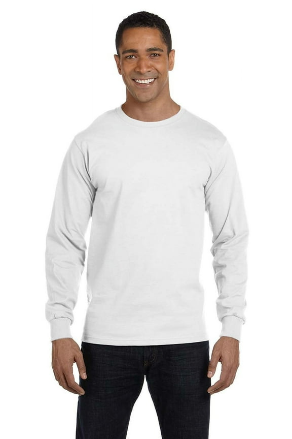The Gildan Adult DryBlend 56 oz, 50/50 Long Sleeve T-Shirt - WHITE - M