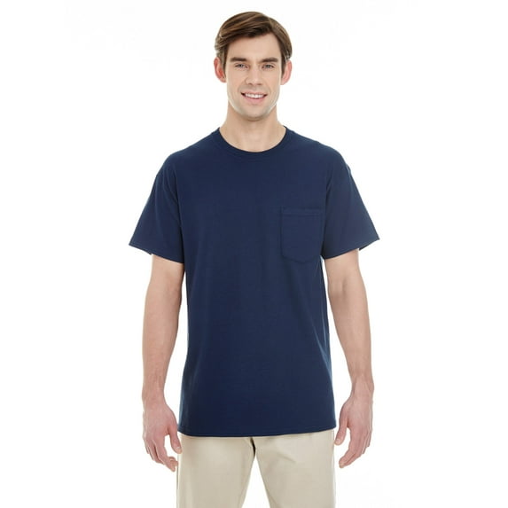 The Gildan Adult Heavy Cotton 53 oz Pocket T-Shirt - NAVY - S
