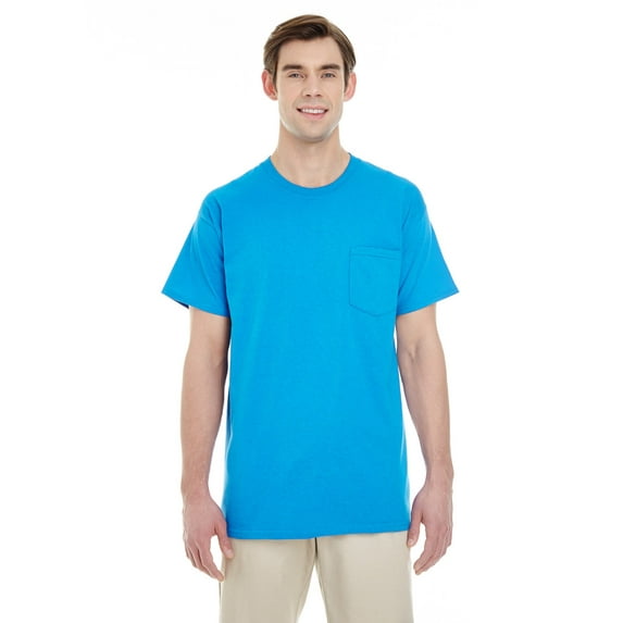 The Gildan Adult Heavy Cotton 53 oz Pocket T-Shirt - SAPPHIRE - S