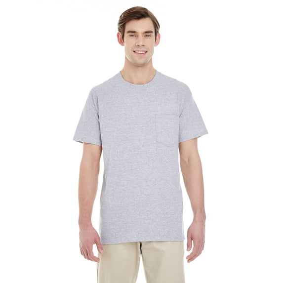 The Gildan Adult Heavy Cotton 53 oz Pocket T-Shirt - SPORT GREY - S