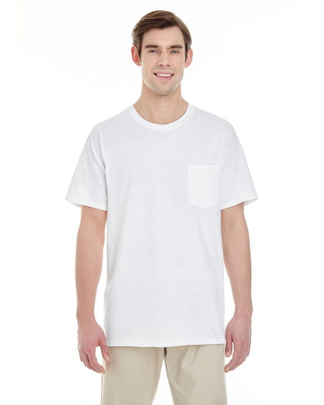 The Gildan Adult Heavy Cotton 53 Oz Pocket T Shirt White Xl