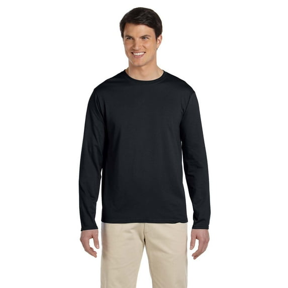 The Gildan Adult Softstyle 45 oz Long Sleeve T-Shirt BLACK XL