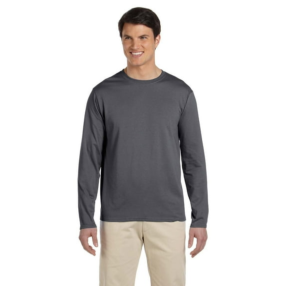 The Gildan Adult Softstyle 45 oz Long Sleeve T-Shirt - CHARCOAL - S