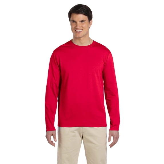 The Gildan Adult Softstyle 45 oz Long Sleeve T-Shirt - CHERRY RED - S