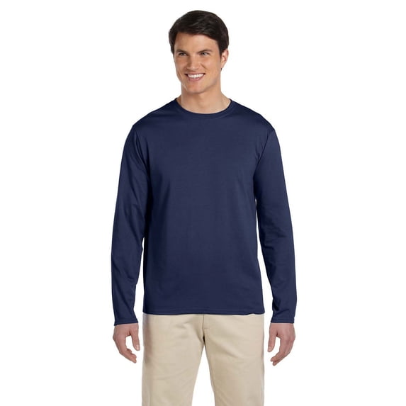 The Gildan Adult Softstyle 45 oz Long Sleeve T-Shirt - NAVY - M