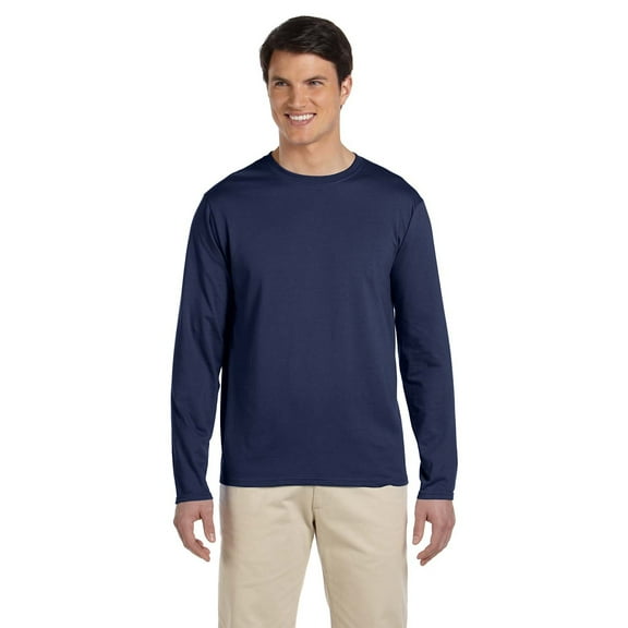 The Gildan Adult Softstyle 45 oz Long Sleeve T-Shirt - NAVY - XL
