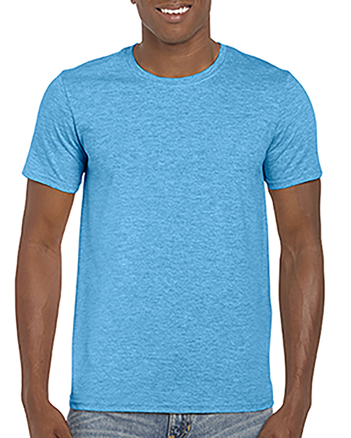 The Gildan Adult Softstyle 45 oz T-Shirt - HEATHER SAPPHIRE - L