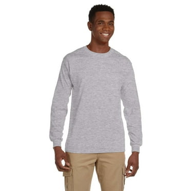 The Gildan Adult Ultra Cotton 6 oz Long Sleeve Pocket T-Shirt - SPORT GREY - M