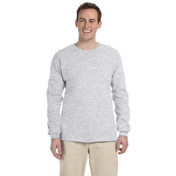 The Gildan Adult Ultra Cotton 6 oz Long Sleeve T-Shirt - ASH GREY - 2XL