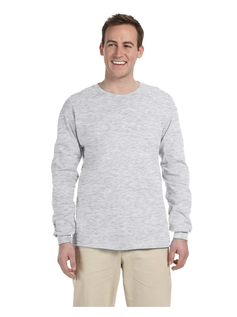 The Gildan Adult Ultra Cotton 6 oz Long Sleeve T-Shirt - ASH GREY