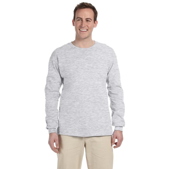 The Gildan Adult Ultra Cotton 6 oz Long Sleeve T-Shirt - ASH GREY - M