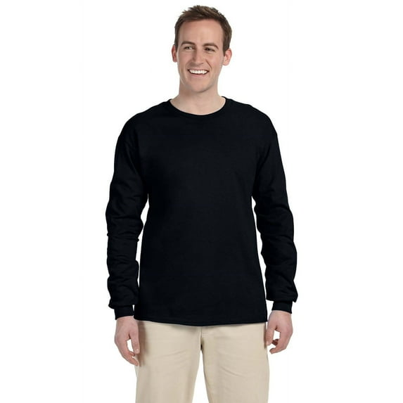 The Gildan Adult Ultra Cotton 6 oz Long Sleeve T-Shirt - BLACK - S