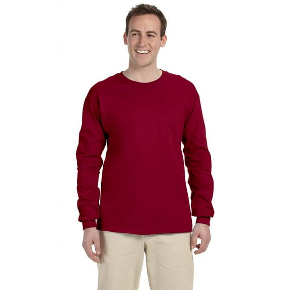 The Gildan Adult Ultra Cotton 6 oz Long Sleeve T-Shirt - CARDINAL RED - S