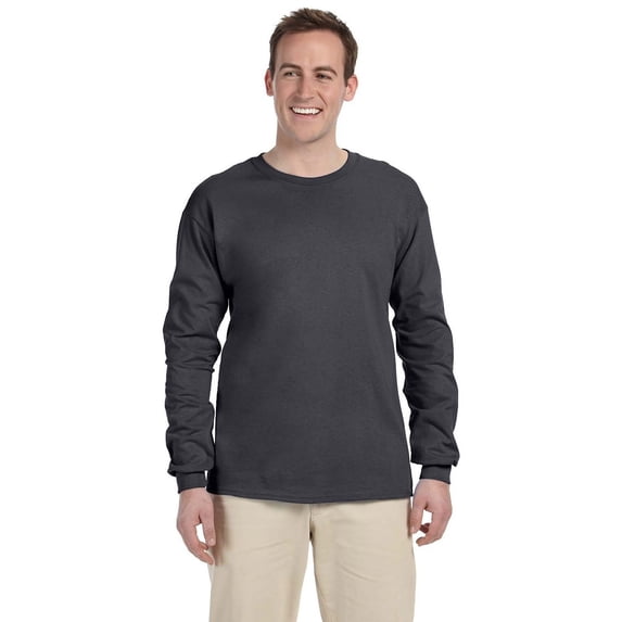 The Gildan Adult Ultra Cotton 6 oz Long Sleeve T-Shirt - CHARCOAL - 3XL