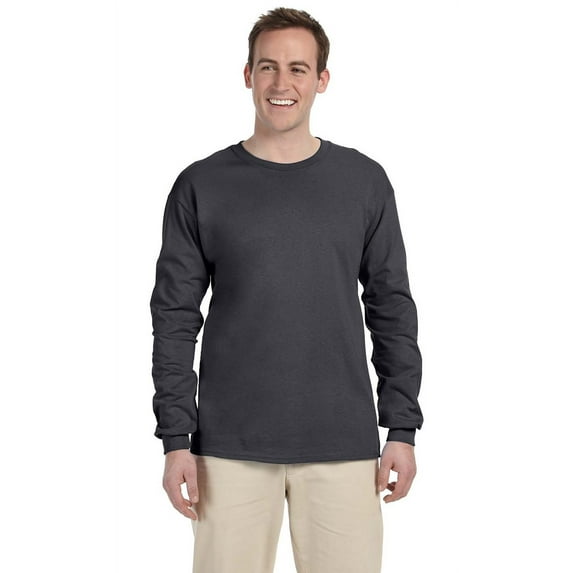 The Gildan Adult Ultra Cotton 6 oz Long Sleeve T-Shirt - CHARCOAL - S