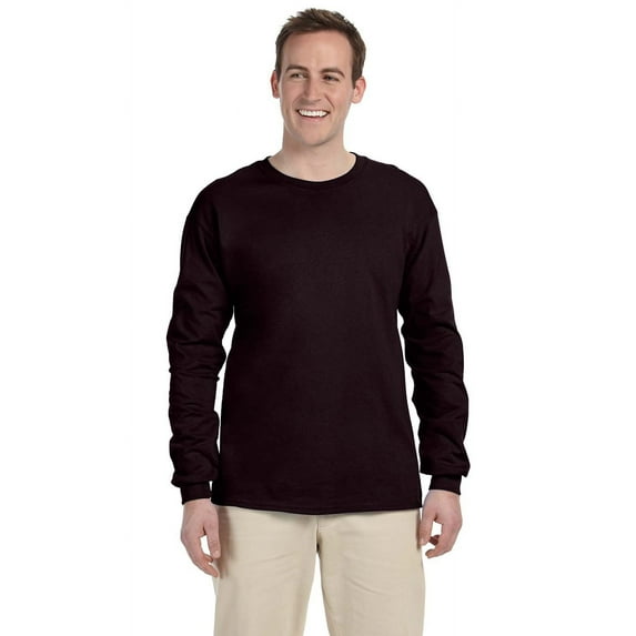 The Gildan Adult Ultra Cotton 6 oz Long Sleeve T-Shirt - DARK CHOCOLATE - 3XL