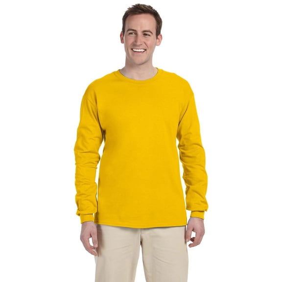 The Gildan Adult Ultra Cotton 6 oz Long Sleeve T-Shirt - GOLD - S