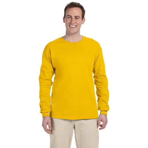 The Gildan Adult Ultra Cotton 6 oz Long Sleeve T-Shirt - GOLD - XL
