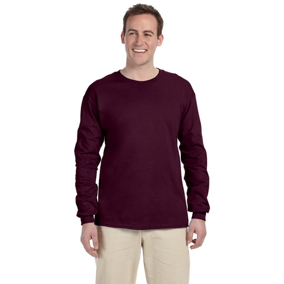 The Gildan Adult Ultra Cotton 6 oz Long Sleeve T-Shirt - MAROON - 2XL