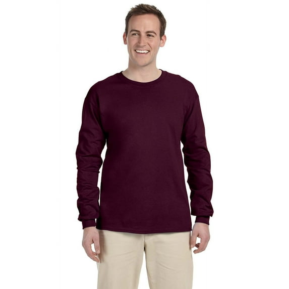 The Gildan Adult Ultra Cotton 6 oz Long Sleeve T-Shirt - MAROON - L