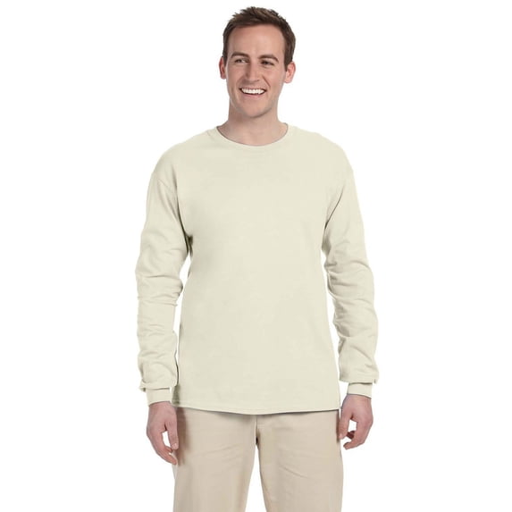 The Gildan Adult Ultra Cotton 6 oz Long Sleeve T-Shirt - NATURAL - M