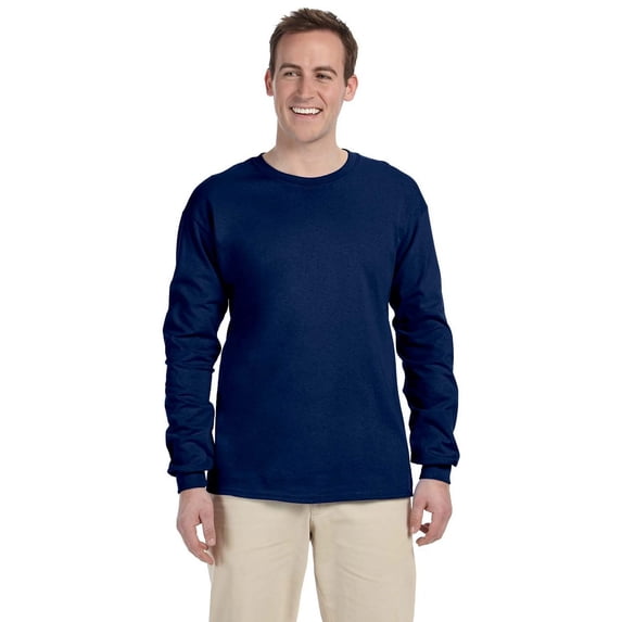 The Gildan Adult Ultra Cotton 6 oz Long Sleeve T-Shirt - NAVY - 2XL