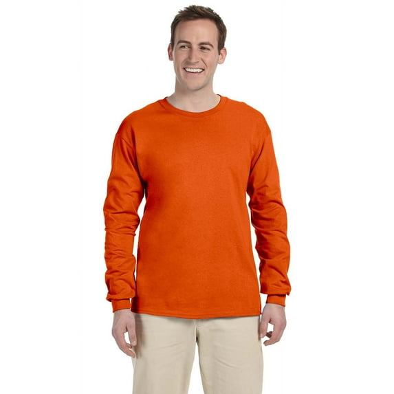 The Gildan Adult Ultra Cotton 6 oz Long Sleeve T-Shirt - ORANGE - 4XL