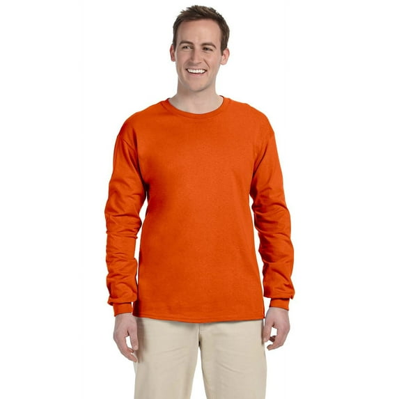 The Gildan Adult Ultra Cotton 6 oz Long Sleeve T-Shirt - ORANGE - 5XL