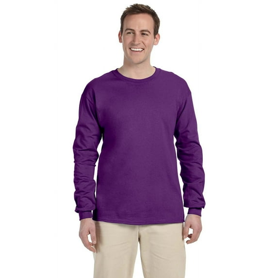 The Gildan Adult Ultra Cotton 6 oz Long Sleeve T-Shirt - PURPLE - L