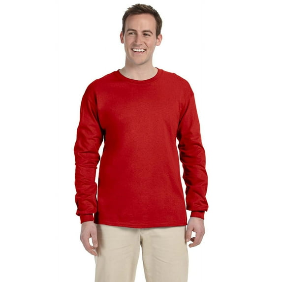 The Gildan Adult Ultra Cotton 6 oz Long Sleeve T-Shirt - RED - 2XL