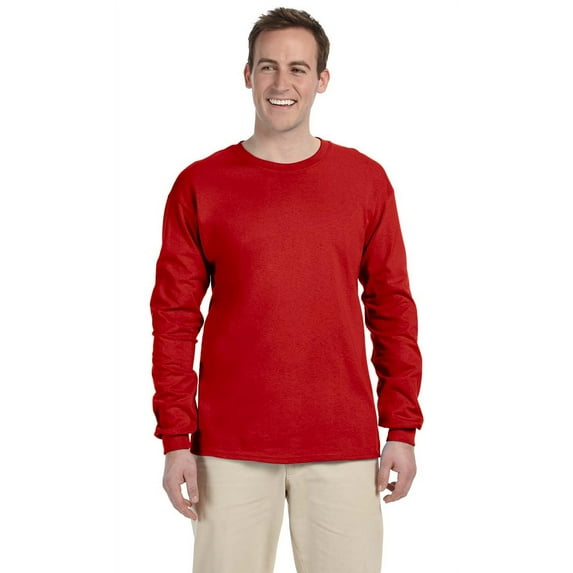 The Gildan Adult Ultra Cotton 6 oz Long Sleeve T-Shirt - RED - XL