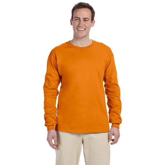 The Gildan Adult Ultra Cotton 6 oz Long Sleeve T-Shirt - SAFETY ORANGE - XL