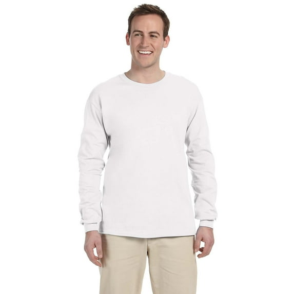 The Gildan Adult Ultra Cotton 6 oz Long Sleeve T-Shirt - WHITE - M