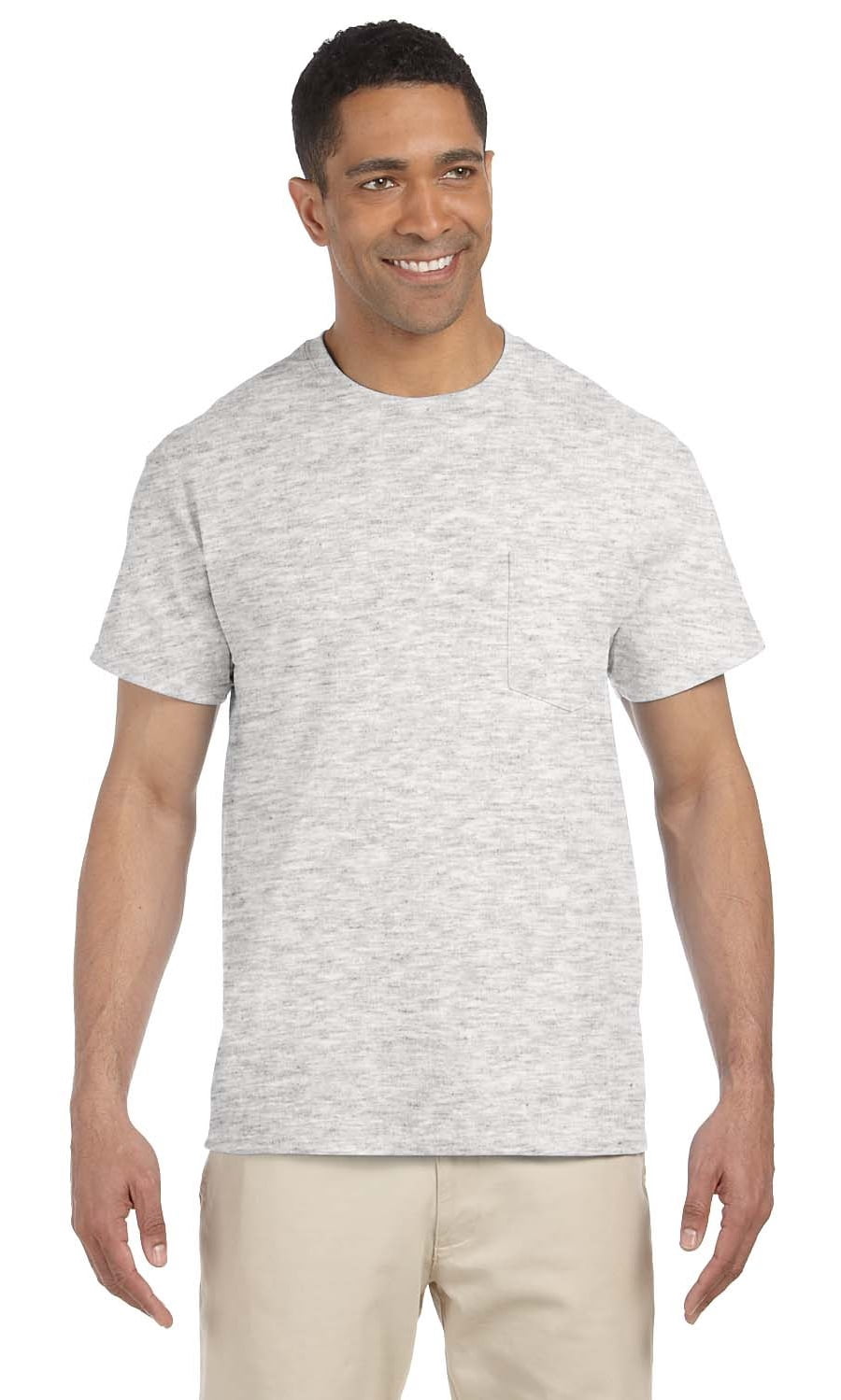 The Gildan Adult Ultra Cotton 6 oz Pocket T-Shirt - ASH GREY - 2XL