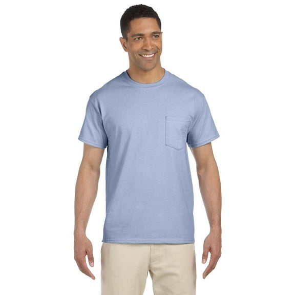 The Gildan Adult Ultra Cotton 6 oz Pocket T-Shirt - LIGHT BLUE - S