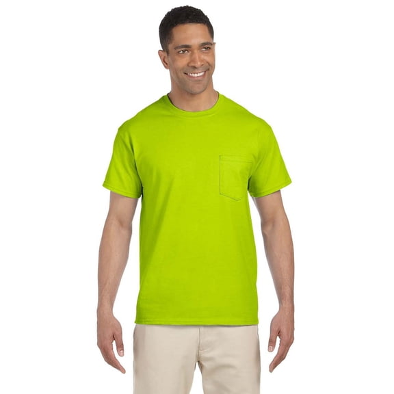 The Gildan Adult Ultra Cotton 6 oz Pocket T-Shirt - SAFETY GREEN - 4XL
