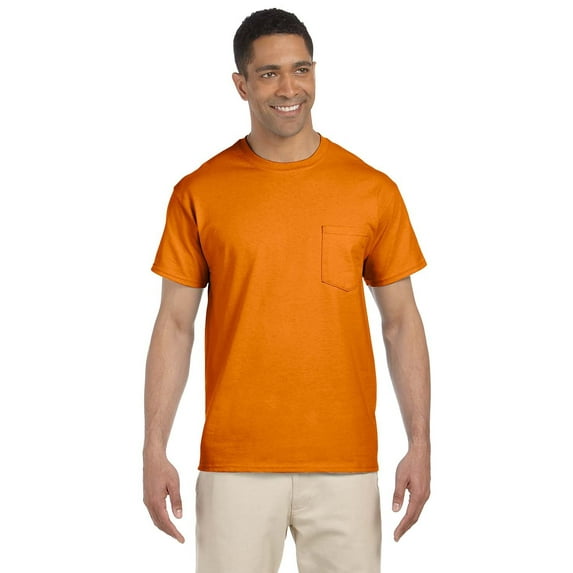 The Gildan Adult Ultra Cotton 6 oz Pocket T-Shirt - SAFETY ORANGE - M