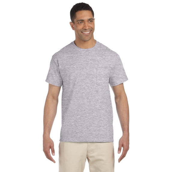 The Gildan Adult Ultra Cotton 6 oz Pocket T-Shirt - SPORT GREY - S
