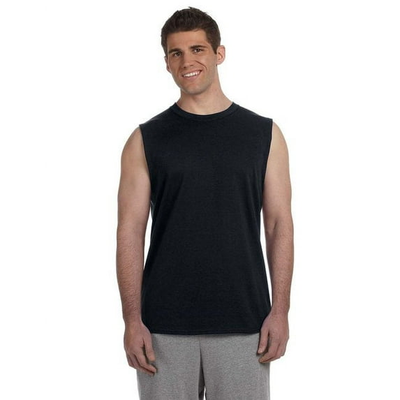 The Gildan Adult Ultra Cotton 6 oz Sleeveless T-Shirt - BLACK - XL