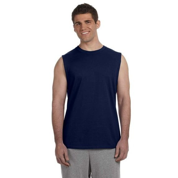 The Gildan Adult Ultra Cotton 6 oz Sleeveless T-Shirt - NAVY - 2XL