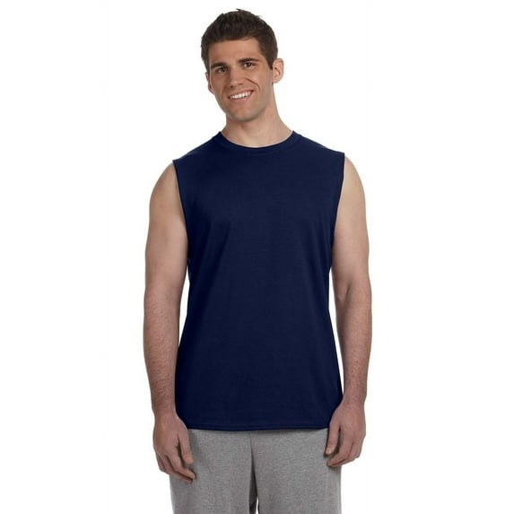The Gildan Adult Ultra Cotton 6 oz Sleeveless T-Shirt - NAVY - S