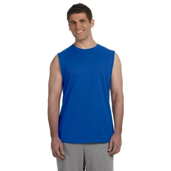 The Gildan Adult Ultra Cotton 6 oz Sleeveless T-Shirt - ROYAL - 2XL
