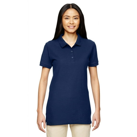 The Gildan Ladies Premium Cotton 65 oz Double Piqué Polo Shirt - NAVY - XL