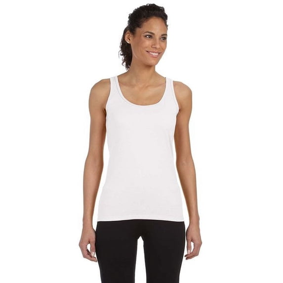 The Gildan Softstyle 45 oz Fitted Tank Top - WHITE - M