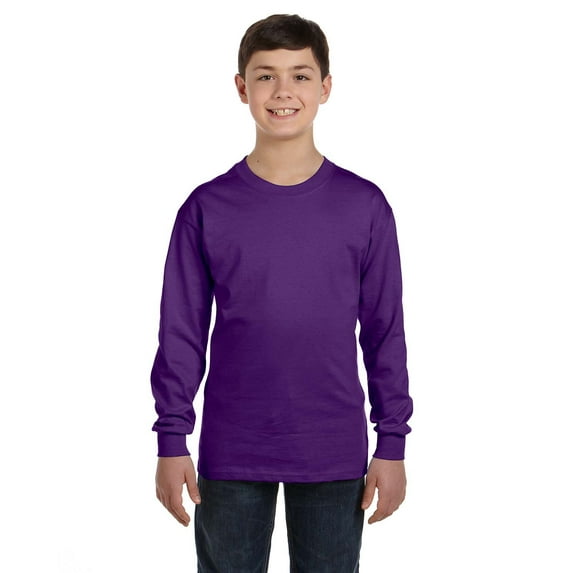 The Gildan Youth 53 oz Long Sleeve T-Shirt - PURPLE - S