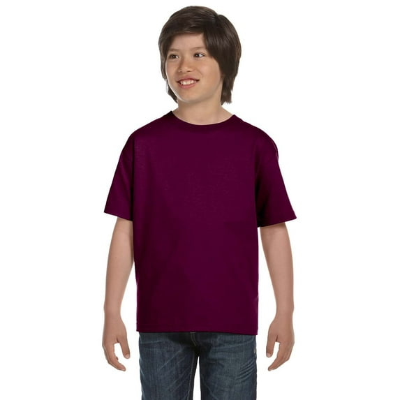 The Gildan Youth DryBlend 56 oz, 50/50 T-Shirt - MAROON - L